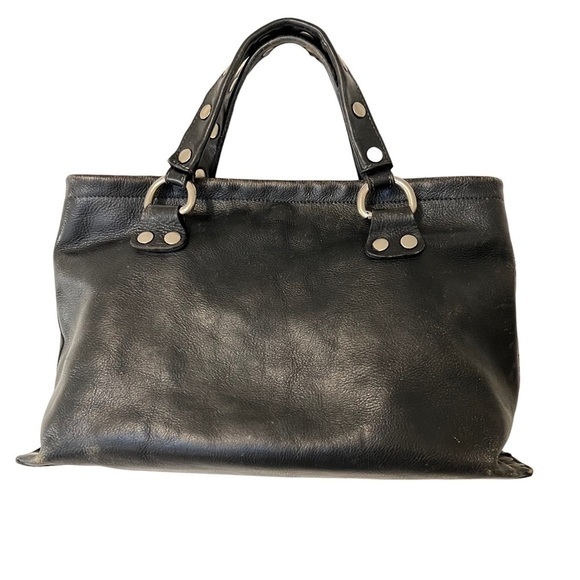 Hammitt Black Leather Tote with silver rivet hardware - Picture 1 of 15